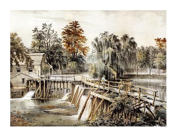 Currier and Ives Fine Art Open Edition Giclée:"The Mill-Dam at Sleepy Hollow"