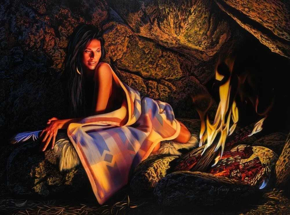 D E Kucera Signed And Numbered Print: "Home Fire"