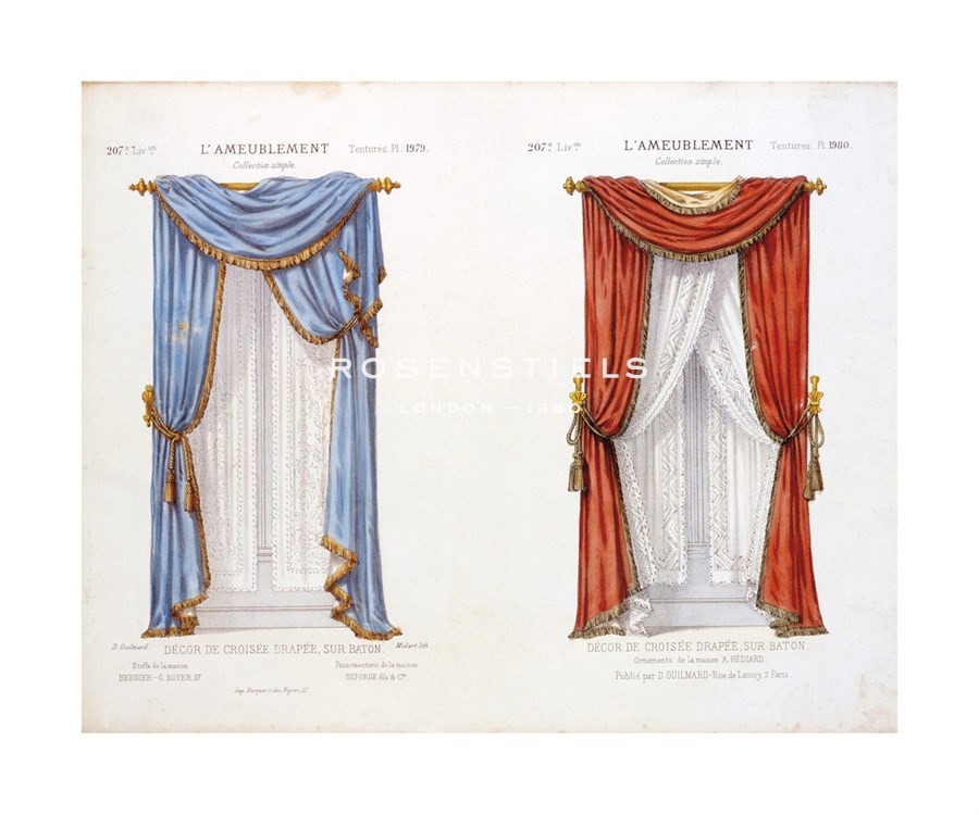 D. Guilmard Hand Numbered Limited Edition Print on Paper :"Decor de Croisee Drapee, Sur Baton"