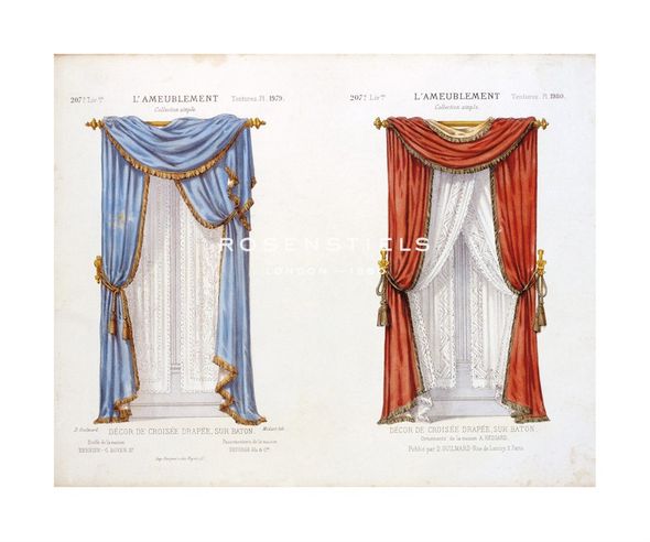 D. Guilmard Hand Numbered Limited Edition Print on Paper :"Decor de Croisee Drapee, Sur Baton"