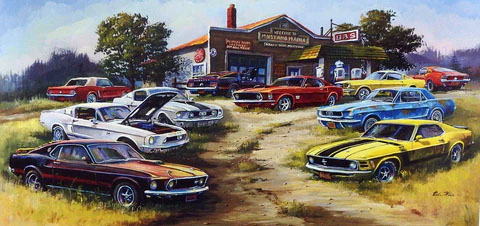 Dale Klee Print-Signed and Numbered:"Mustang Mania"