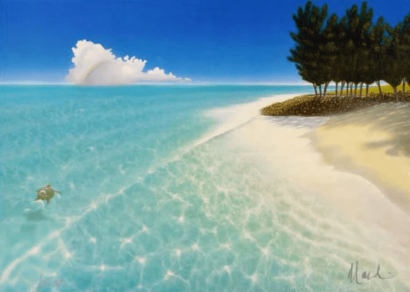 Dan Mackin Limited Edition Lithograph on Art Paper: "Afternoon Swim"