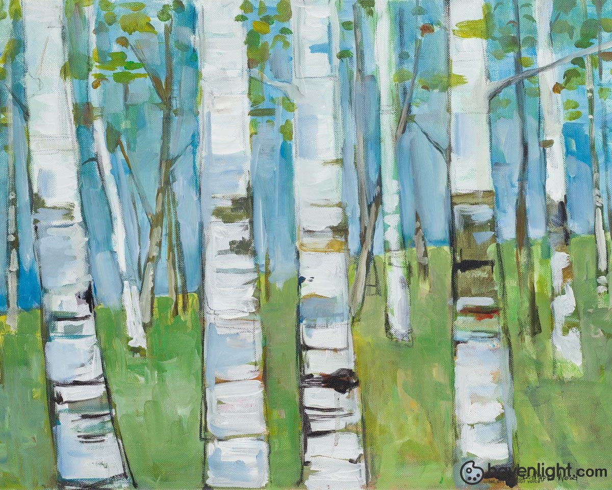 Dana Mario Wood Fine Art Canvas Giclee: "Spring Aspens"