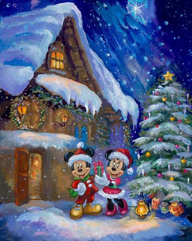 Elena Penkova Signed Disney Ltd Ed Gallery Wrap Canvas:"Winter Wishes at The Cottage"