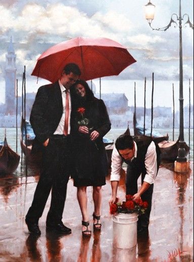 Daniel Del Orfano Limited Edition Hand Embellished Giclee on Canvas:"The Rose Peddler"