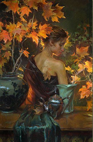 Daniel F. Gerhartz Handsigned and Numbered Limited Edition Enhanced Canvas Giclee with Silkscreen Varnishes : "October Glow"