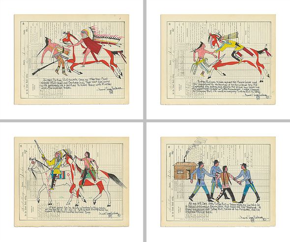 Daniel Long Soldier Limited Edition Fine Art Gicl&eacute;e Diptych Print Suite: "The Story of Sitting Bull (Set of 4)"