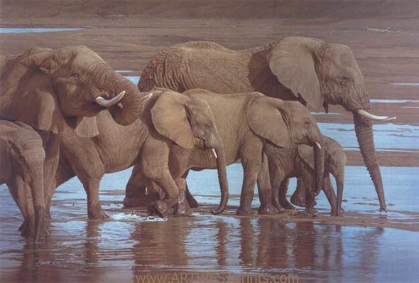 Daniel Smith Hand-Signed Limited Edition 27x40 Canvas:"Riverbank Procession"