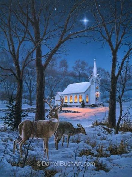 Darrell Bush Hand Signed and Numbered Limited Edition Giclee:"A Midnight Clear"