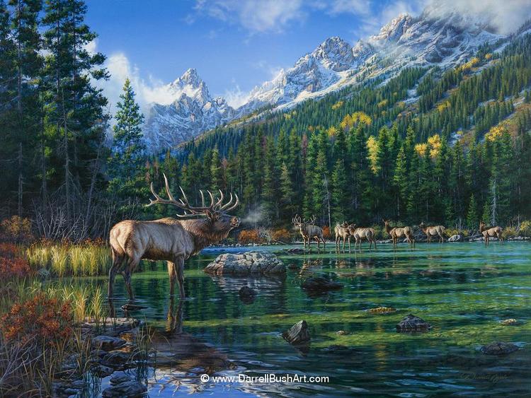 Darrell Bush Hand Signed and Numbered Limited Edition Giclee:"Challenge at Sting Lake"