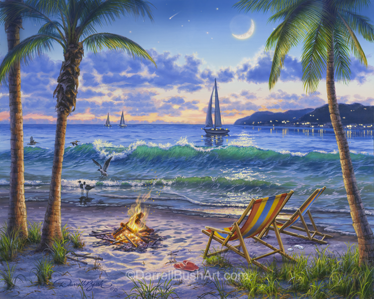 Darrell Bush Hand Signed and Numbered Limited Edition Giclee:"Coastal Twilight"