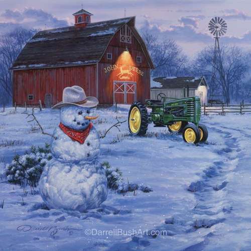 Darrell Bush Hand Signed and Numbered Limited Edition Giclee:"Country Christmas"
