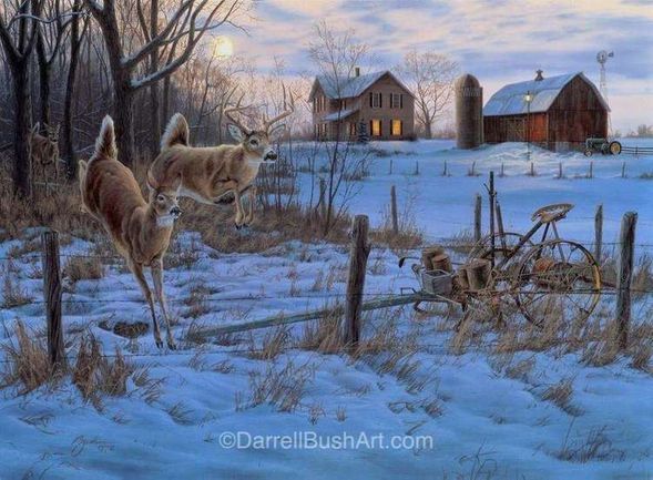 Darrell Bush Hand Signed and Numbered Limited Edition Giclee:"Evening Run"