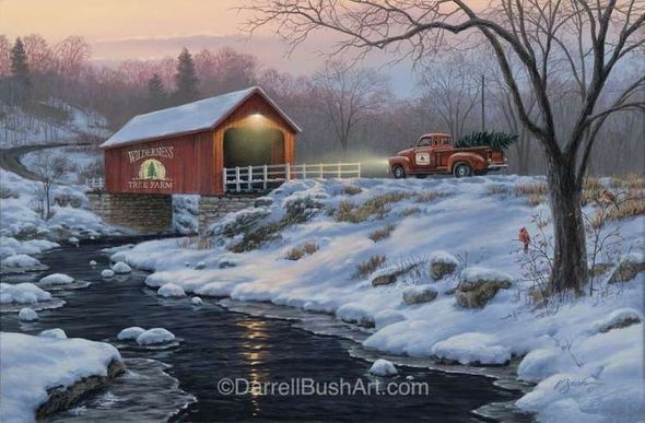 Darrell Bush Hand Signed and Numbered Limited Edition Giclee:"Holiday Traditions"