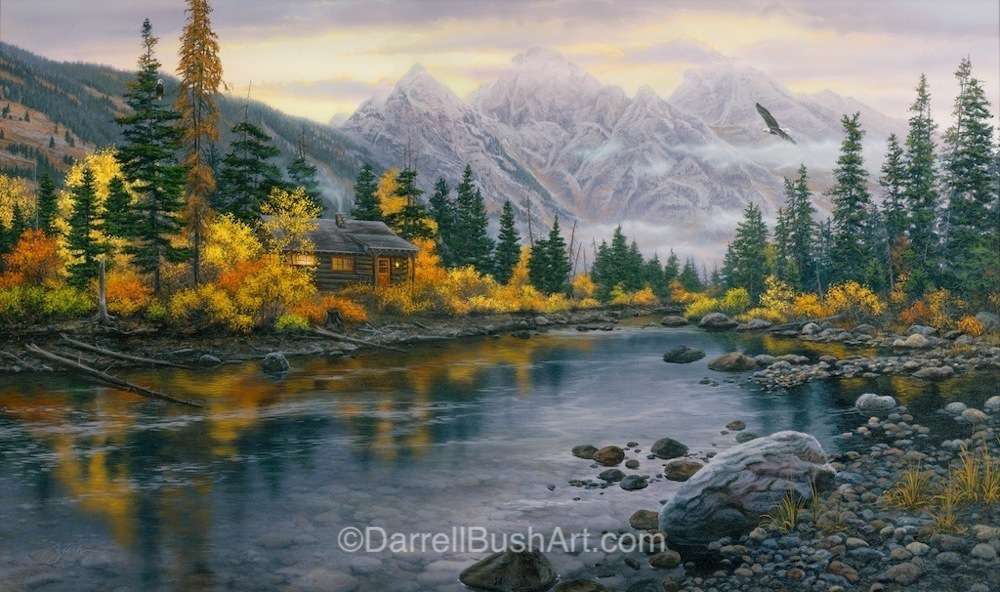 Darrell Bush Hand Signed and Numbered Limited Edition Giclee:"Mountain Hideaway"
