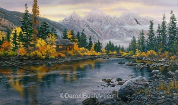 Darrell Bush Hand Signed and Numbered Limited Edition Giclee:"Mountain Hideaway"