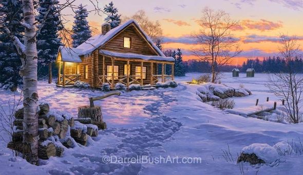 Darrell Bush Hand Signed and Numbered Limited Edition Giclee:"Winter Bliss"