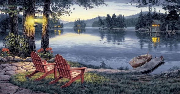Darrell Bush Signed and Numbered Limited Edition Lithograph: "Twighlight's Calm"