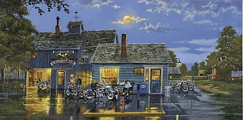 Dave Barnhouse Artist Signed Lithograph Print: "Sam's Place"