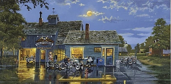 Dave Barnhouse Artist Signed Lithograph Print: "Sam's Place"