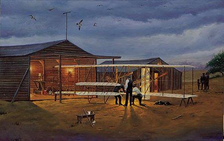 Dave Barnhouse Hand Signed Open Edition Print "Preflight Check at Kitty Hawk "