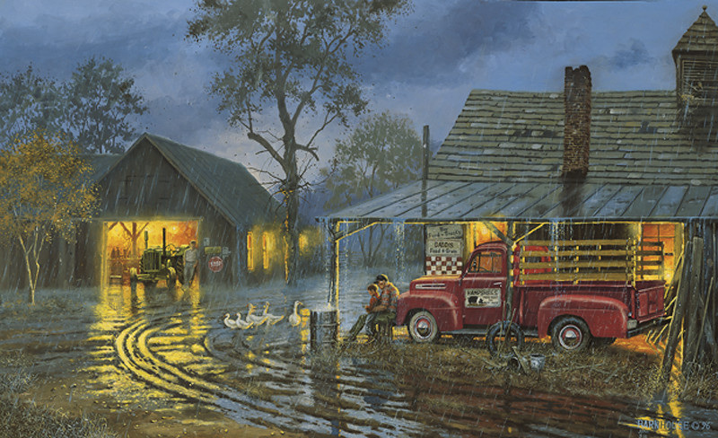 Dave Barnhouse Handsigned and Numbered Limited Edition Canvas:"Shelter from the Storm"