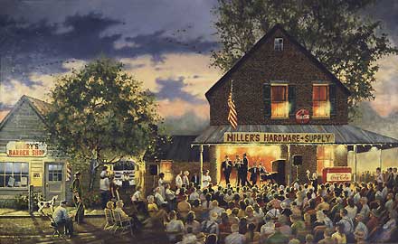 Dave Barnhouse Handsigned and Numbered Limited Edition Giclee on Canvas : "Old Time Gospel Singing "