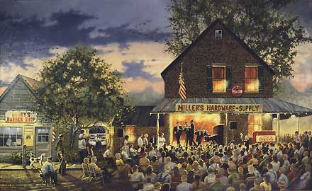 Dave Barnhouse Handsigned and Numbered Limited Edition Giclee on Canvas : "Old Time Gospel Singing "
