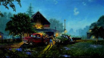 Dave Barnhouse Limited Edition Print:"Chevy Lends a Hand"