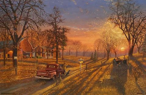 Dave Barnhouse Print- Limited Edition:"Evening Watch Farm Fall Colors S/N Art Print"