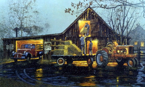 Dave Barnhouse Print-Signed:"Last Chore of the Day"