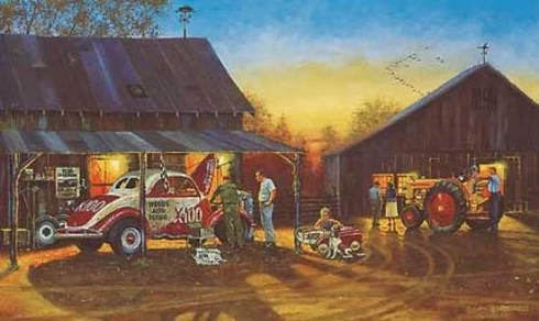 Dave Barnhouse Signed and Numbered Limited Edition Lithograph: "Saturday Night Special"