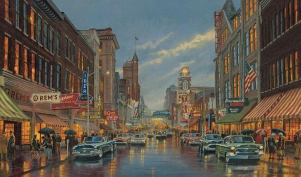 Dave Barnhouse Signed by the Artist Limited Edition Canvas Giclee:"Parkersburg Memories"