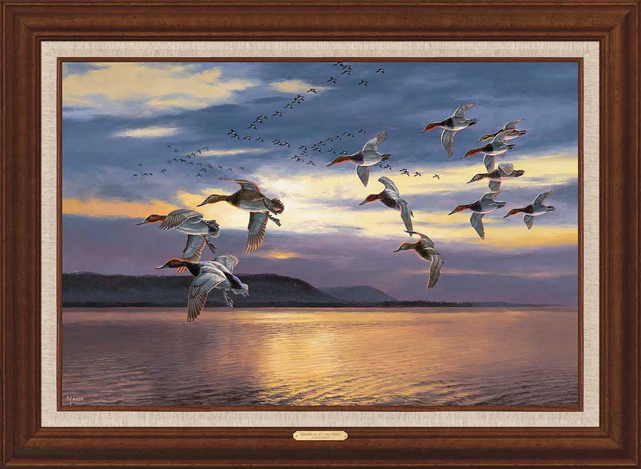 David A. Maass Framed Limited Edition Canvas: "Daybreak at Lake Pepin Canvasbacks"