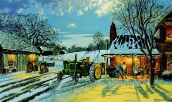 DAVID BARNHOUSE 16X26 Secondary Market Art: "WARMTH OF HOME"