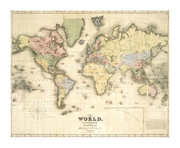 David H. Burr Hand Numbered Limited Edition Print on Paper :"The World, on Mercator's Projection"
