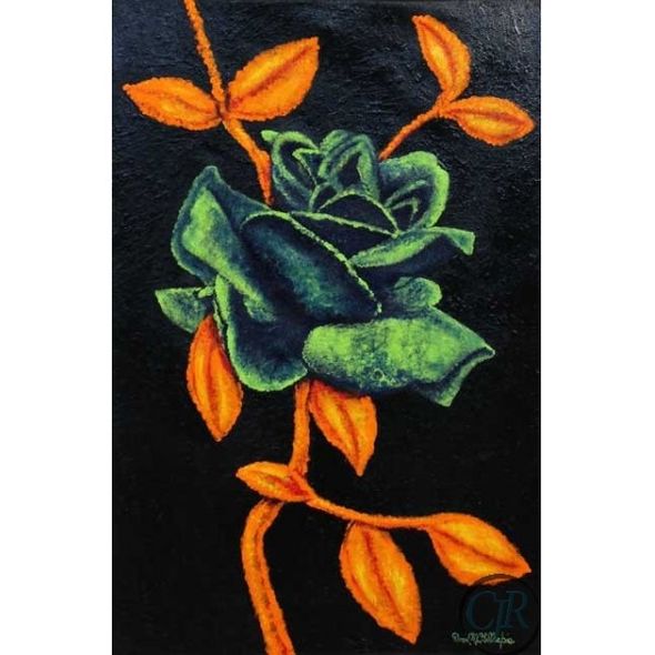 David M. Gillespie Acrylic Touch Painting; Hand Signed by the Artist: "December Rose"