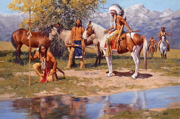 David Mann Fine Art Giclee Print on Paper and Canvas:"The Still Warm Camp"