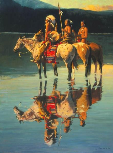David Mann Hand Signed and Numbered Limited Edition Print: "Peace on Blue Lake" David Mann Hand Signed and Numbered Limited Edition Print: "Peace on Blue Lake"