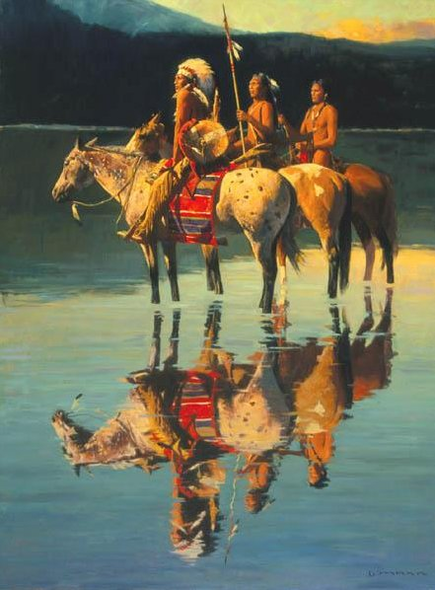 David Mann Hand Signed and Numbered Limited Edition Print: "Peace on Blue Lake"
