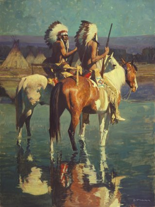 David Mann Handsigned & Numbered Limited Edition Giclee on Canvas:"Cheyenne Camp"