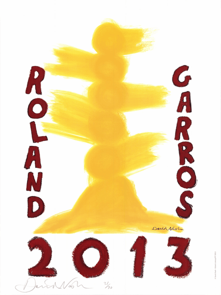 David Nash Rare Vintage Artist Signed Offset Lithograph: "Roland Garros French Open"