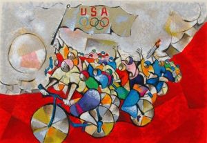 David Schluss 2008 Beijing Olympics Hand Signed and Numbered Limited Edition Serigraph :"We Are The Champions "