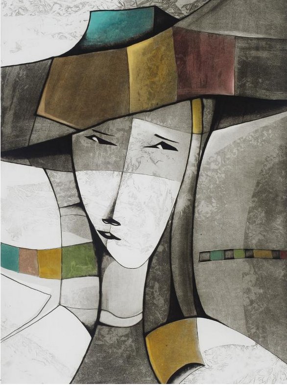 David Schluss Limited Edition Hand-Colored Etchings on Paper:"Caelo"