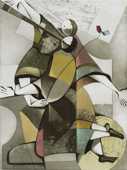 David Schluss Limited Edition Hand-Colored Etchings on Paper:"Dreaming"