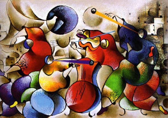 David Schluss Hand Signed and Numbered Limited Edition Serigraph:"Peace Ensemble"