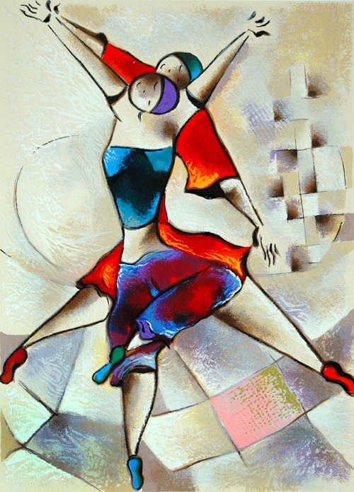 David Schluss Handsigned and Numbered Limited Edition Serigraph:"Romantic Pasodoble"