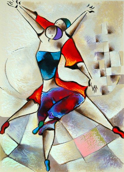 David Schluss Handsigned and Numbered Limited Edition Serigraph:"Romantic Pasodoble"
