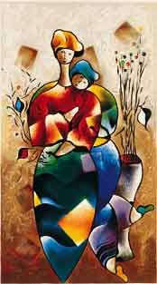 David Schluss Limited Edition Serigraph on Paper:"Embrace"