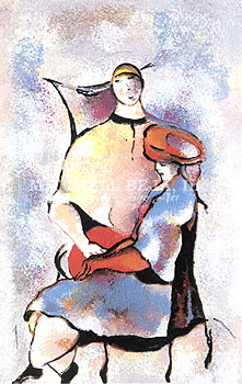 David Schluss Limited Edition Serigraph on Paper:"Sisters"